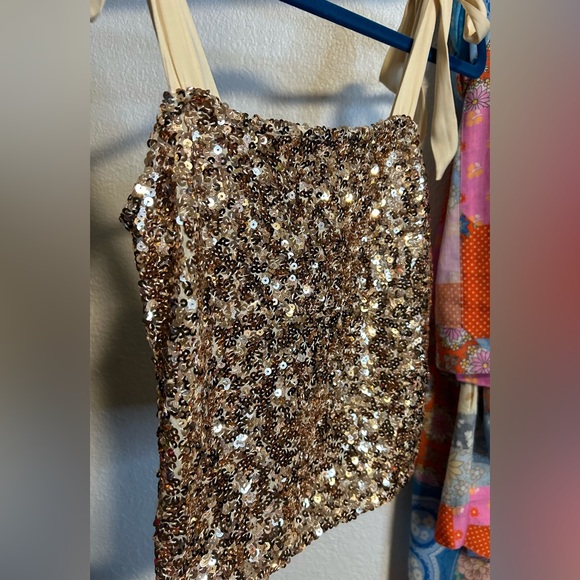 NWT Free People Hey Girl Sequin Cami Champagne size Small - Picture 6 of 16